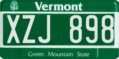 VT license plate XZJ898