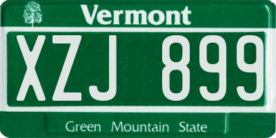 VT license plate XZJ899