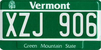 VT license plate XZJ906