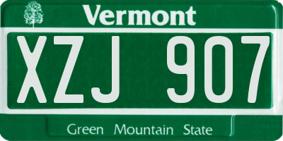 VT license plate XZJ907