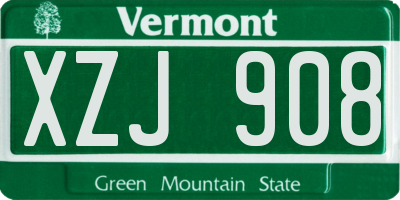 VT license plate XZJ908
