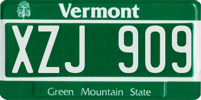 VT license plate XZJ909