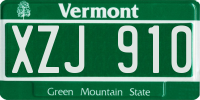 VT license plate XZJ910
