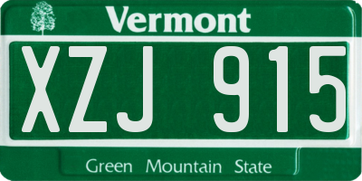 VT license plate XZJ915