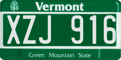 VT license plate XZJ916