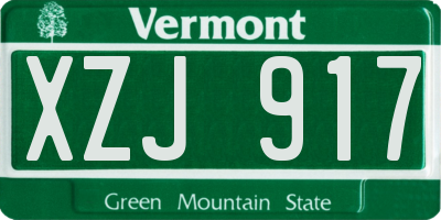 VT license plate XZJ917