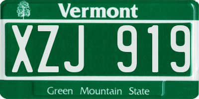 VT license plate XZJ919