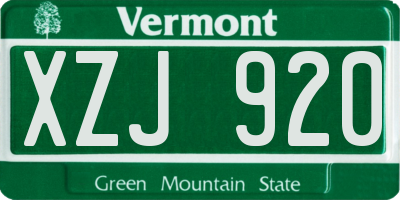 VT license plate XZJ920