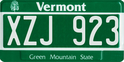 VT license plate XZJ923