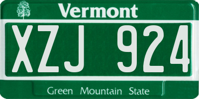 VT license plate XZJ924