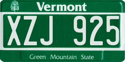 VT license plate XZJ925
