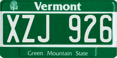 VT license plate XZJ926