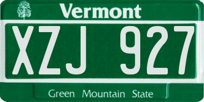 VT license plate XZJ927