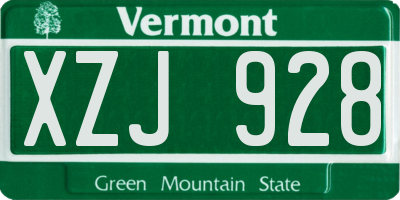VT license plate XZJ928