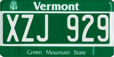 VT license plate XZJ929
