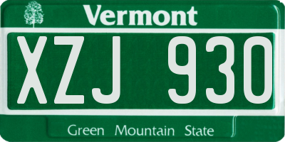 VT license plate XZJ930