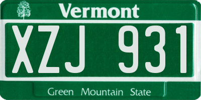 VT license plate XZJ931