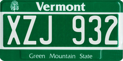 VT license plate XZJ932