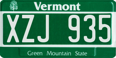 VT license plate XZJ935