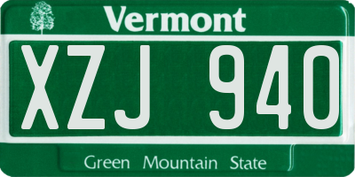 VT license plate XZJ940