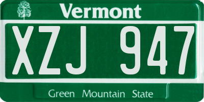 VT license plate XZJ947