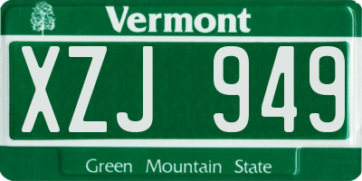 VT license plate XZJ949