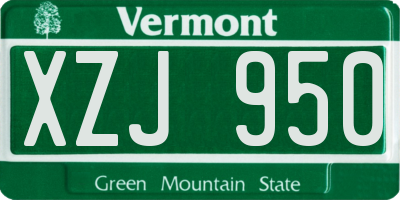 VT license plate XZJ950