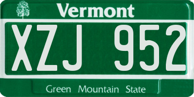VT license plate XZJ952