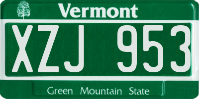 VT license plate XZJ953