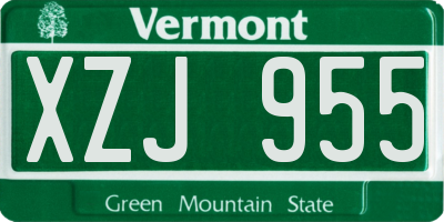 VT license plate XZJ955