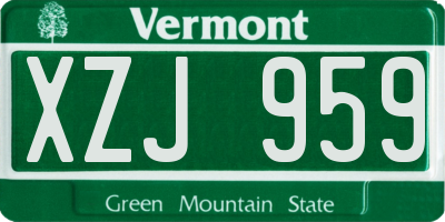 VT license plate XZJ959