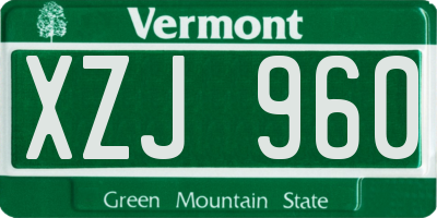 VT license plate XZJ960