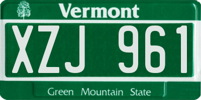 VT license plate XZJ961