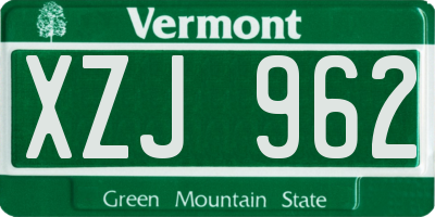 VT license plate XZJ962