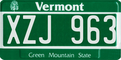 VT license plate XZJ963