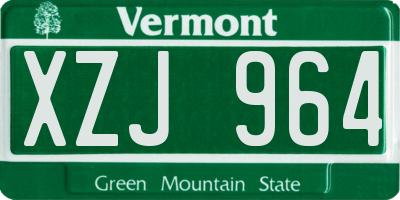 VT license plate XZJ964