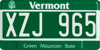 VT license plate XZJ965