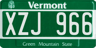 VT license plate XZJ966