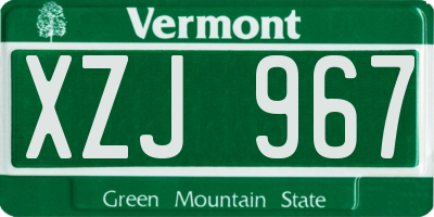 VT license plate XZJ967
