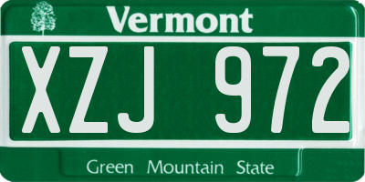 VT license plate XZJ972