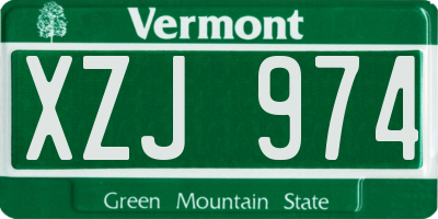 VT license plate XZJ974