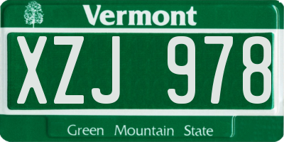 VT license plate XZJ978