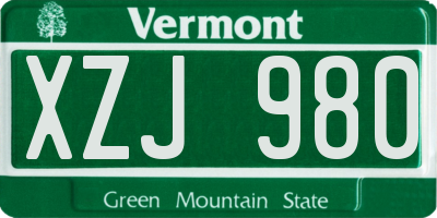 VT license plate XZJ980