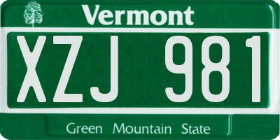 VT license plate XZJ981