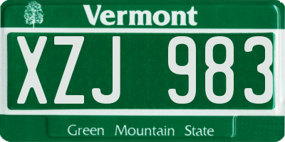VT license plate XZJ983
