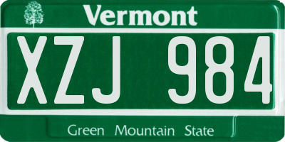 VT license plate XZJ984