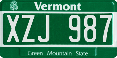 VT license plate XZJ987