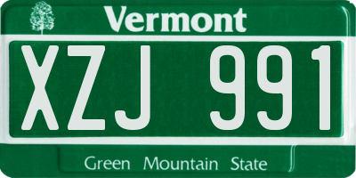VT license plate XZJ991