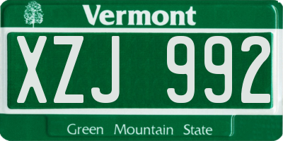 VT license plate XZJ992