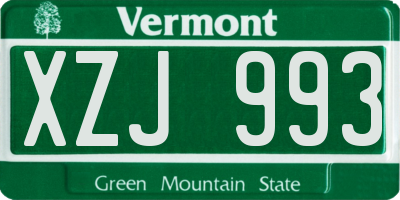 VT license plate XZJ993